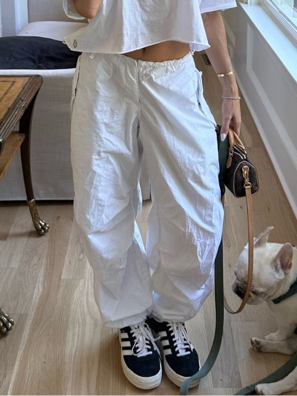 Iets Frans White Balloon Cargo Pants - Relaxed Fit Urban Outfitters XXS